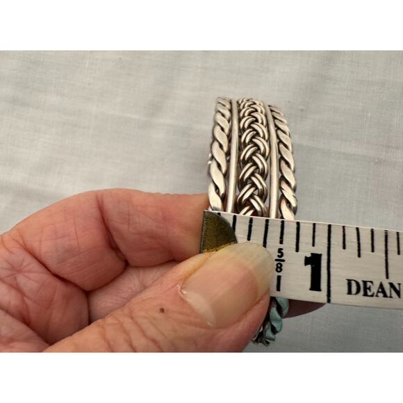 Taxco Sterling Silver Cuff Bracelet Braided Woven Twisted Braid 40 grams Vintage - Picture 5 of 11